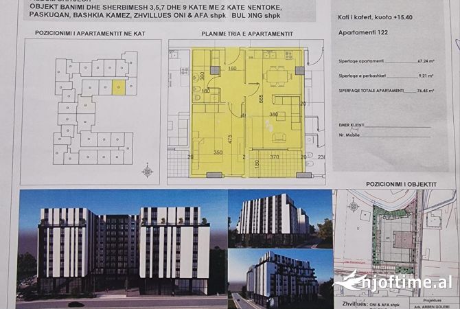 Shtepi ne shitje Apartament ne Tirane, 1+1, Mobilimi E mobiluar, Pagesa 76,450  Euro.