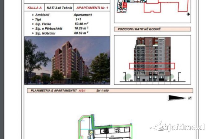 Shtepi ne shitje Apartament ne Tirane, 1+1, Mobilimi Bosh, pa mobiluar, Pagesa 170,800  Euro.