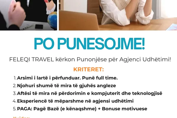 Njoftime Pune per Agjente Udhetimi ne Tirane