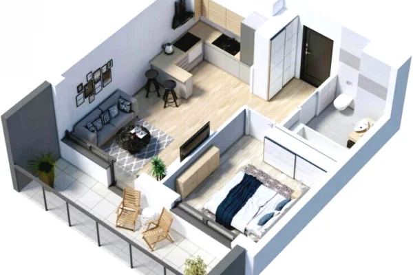 Apartament 1+1 me qera ,Rruga Bogdaneve