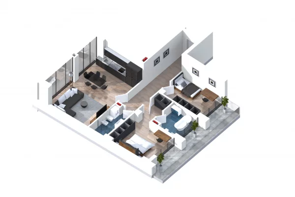 Apartament 2+1 me qera Liqeni i Thate•