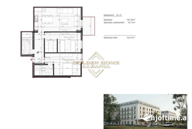 Appartamento in vendita a Tirana 2+1, Vuoto