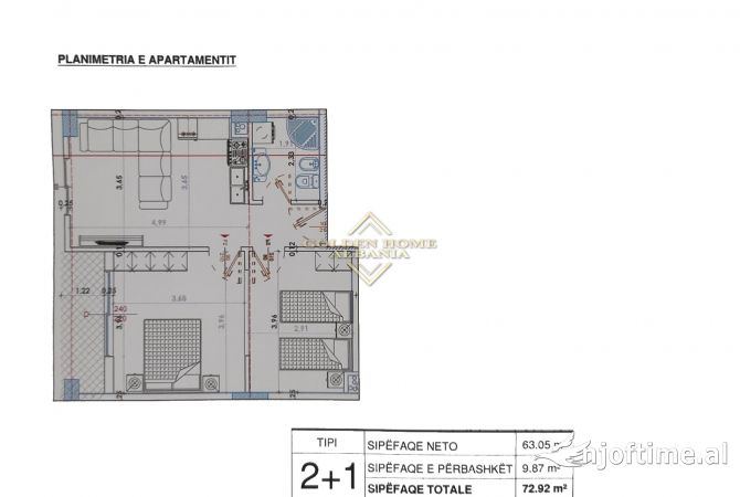 Appartamento in vendita a Tirana 2+1, Vuoto