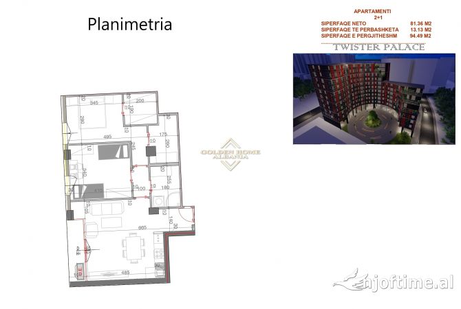 Appartamento in vendita a Tirana 2+1, Vuoto