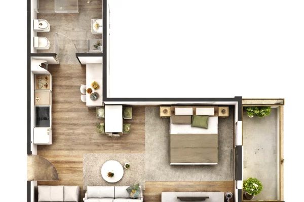 Shtepi ne shitje Apartament ne Tirane, Garsoniere, Mobilimi Bosh, pa mobiluar, Pagesa 69,000  Euro.