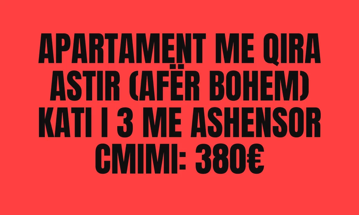 Shtepi me qera Apartament ne Tirane, 1+1, Mobilimi E mobiluar, Pagesa 380  Euro.