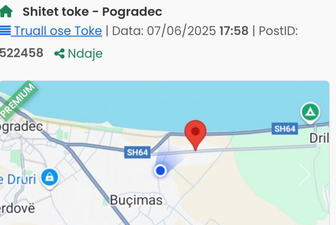 Truall ose Toke ne Pogradec - 180,000 Euro