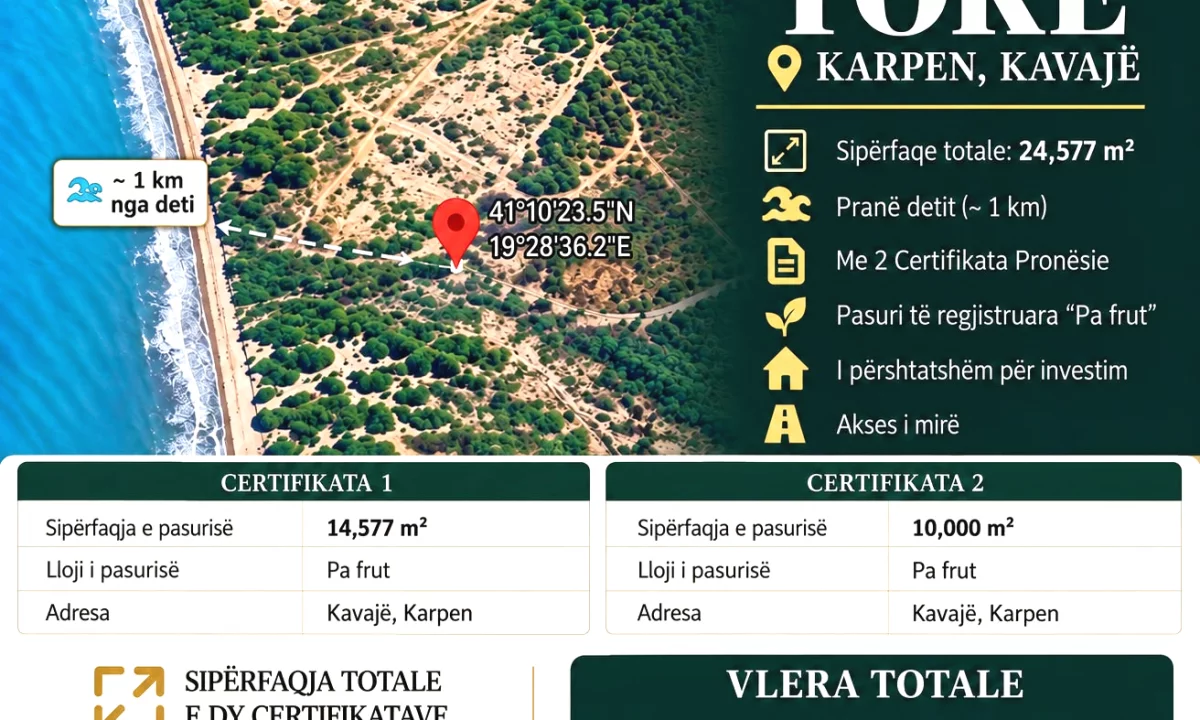 Shitet toke ne Karpen , Kavaje !cmimi ne LEKE1!