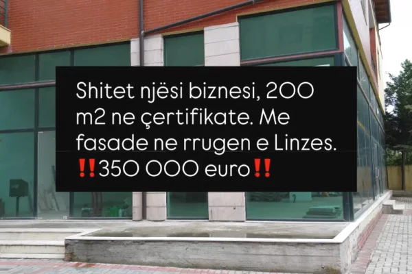 Ambient biznesi ne shitje 1+1 ne Tirane - 350,000 Euro