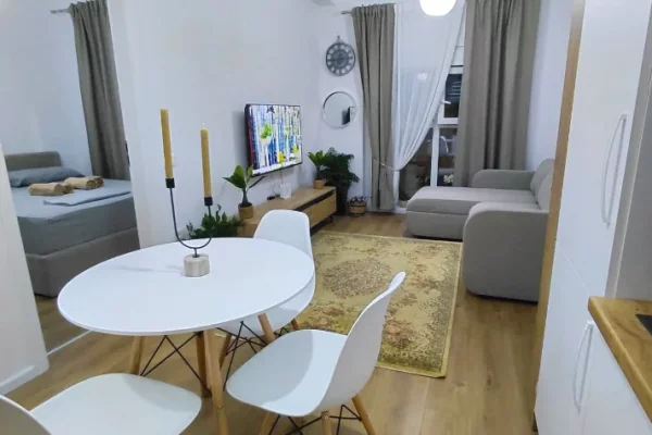 Jepet apartament 1+1 me qira tek Kompleksi Kontakt , Rruga Ali Demi .
