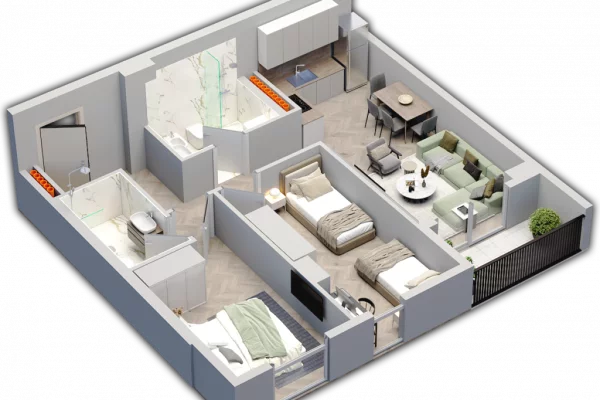 Shtepi ne shitje Apartament ne Tirane, 2+1, Mobilimi Bosh, pa mobiluar, Pagesa 109,500  Euro.