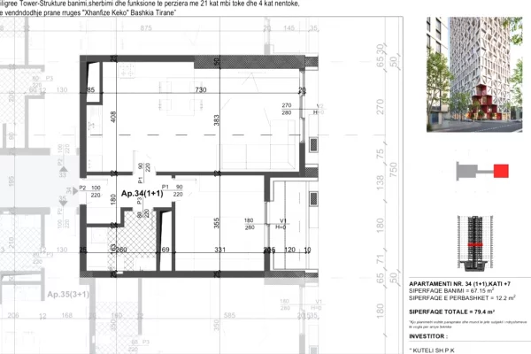 Shtepi ne shitje Apartament ne Tirane, 1+1, Mobilimi Bosh, pa mobiluar, Pagesa 158,000  Euro.