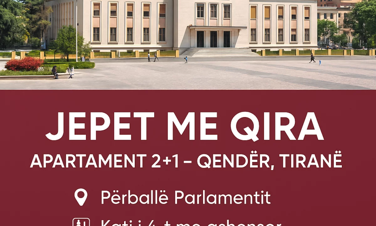 Shtepi me qera Apartament ne Tirane, 2+1, Mobilimi E mobiluar, Pagesa 90,000  Leke.