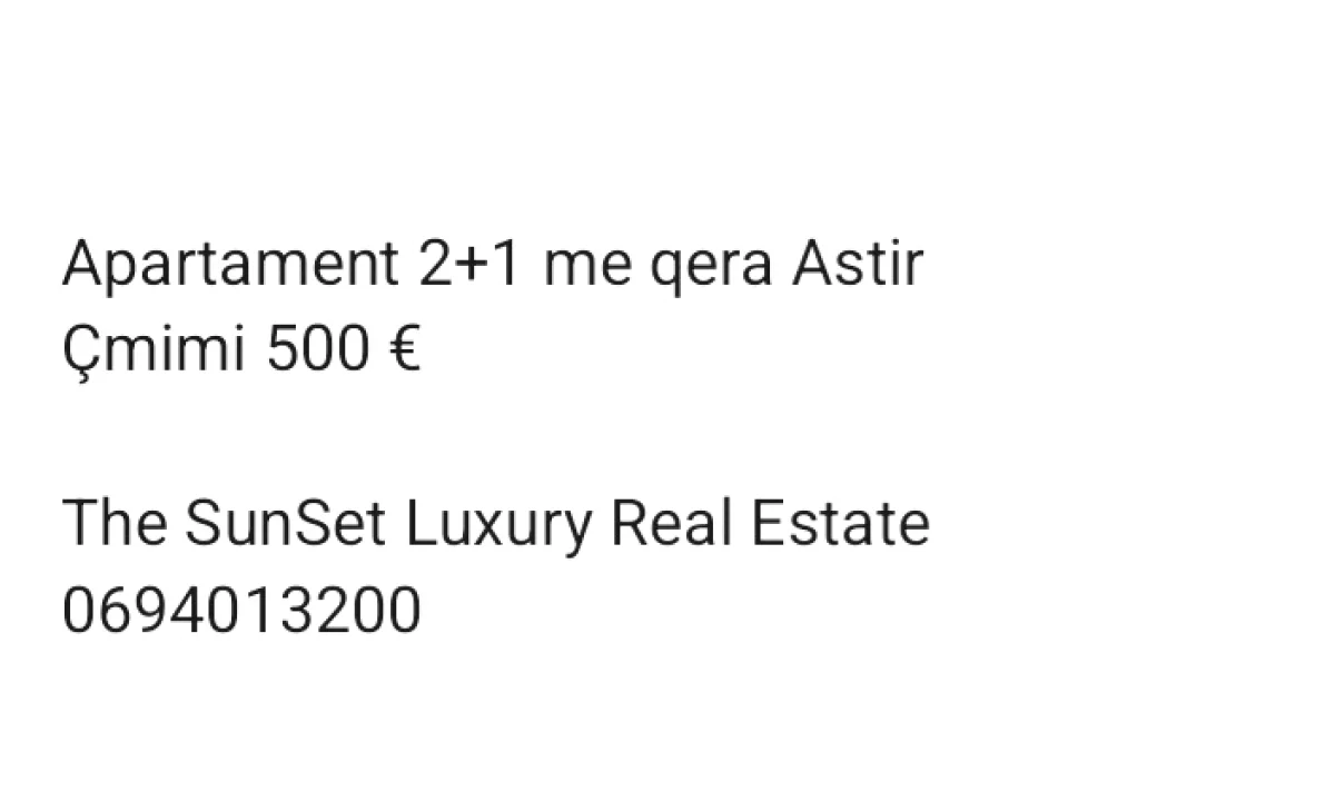 Shtepi me qera Apartament ne Tirane, 2+1, Mobilimi E mobiluar, Pagesa 500  Euro.