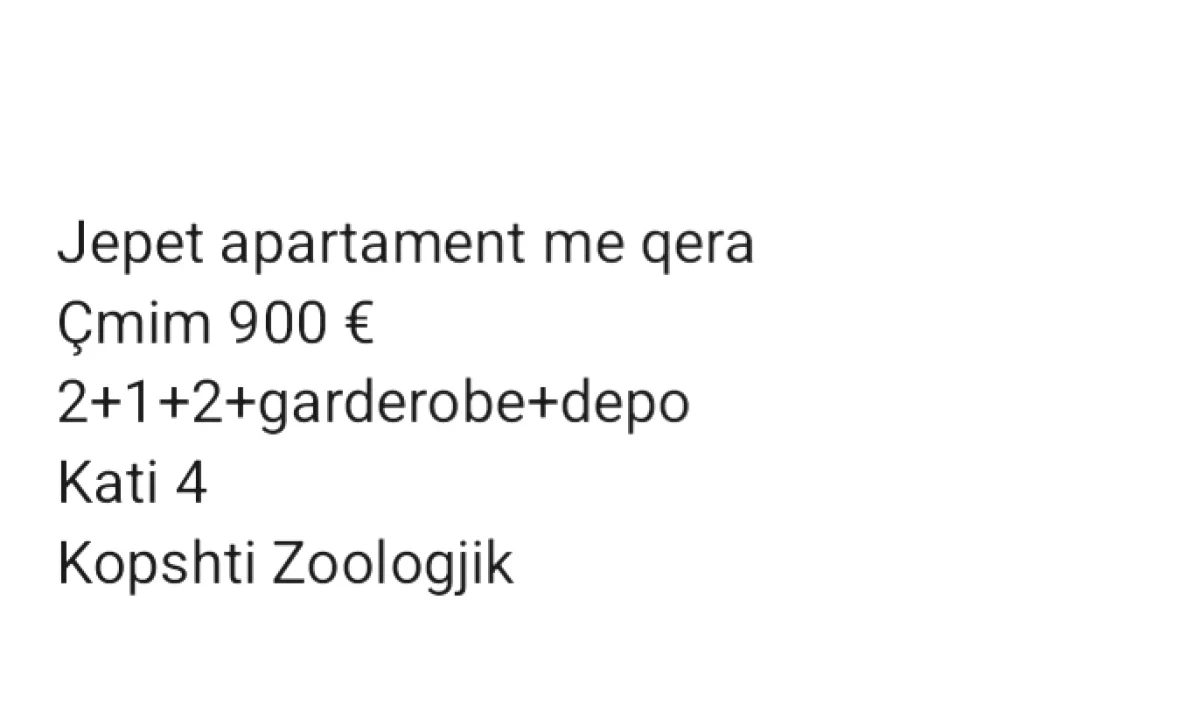 Shtepi me qera Apartament ne Tirane, 2+1, Mobilimi E mobiluar, Pagesa 900  Euro.