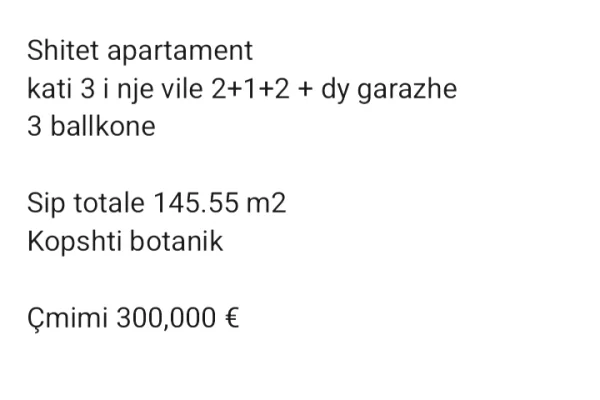 Shtepi ne shitje 2+1 ne Tirane - 300,000 Euro