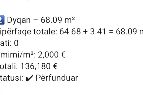 Business Property in Sale 1+1 in Tirana - 136,180 Euro