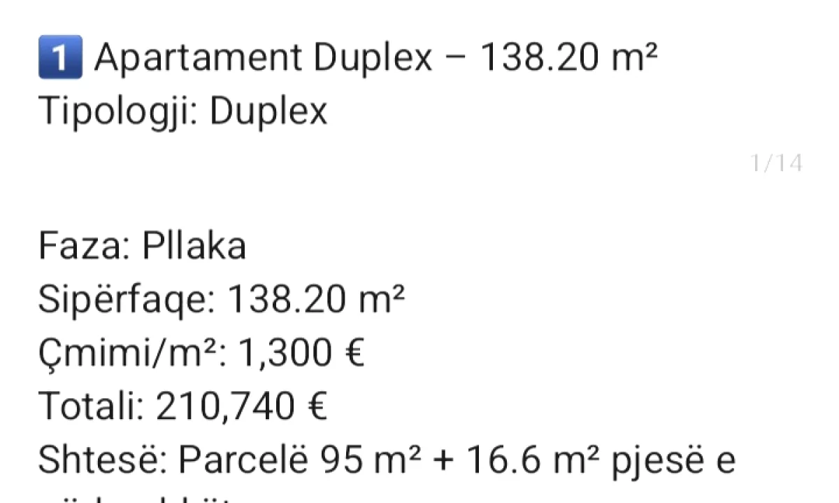 Duplex (casa a 2 piani) in vendita a Tirana 3+1, Vuoto