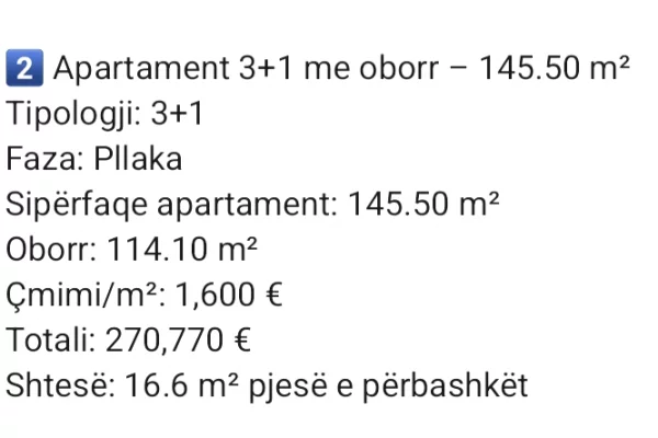 Casa in vendita 3+1 a Tirana - 270,770 Euro