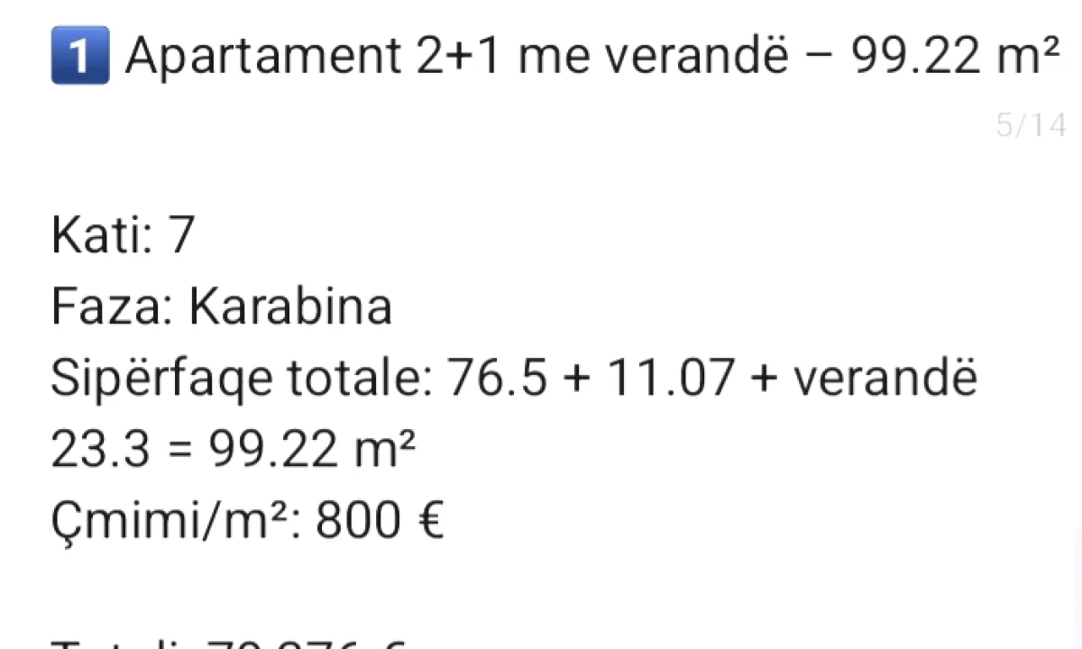 Shtepi ne shitje Penthose(kati i fundit panoramik) ne Tirane, 2+1, Mobilimi Bosh, pa mobiluar, Pagesa 79,736  Euro.