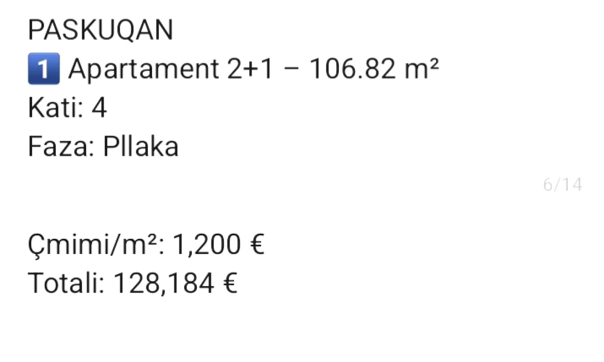 Shtepi ne shitje Apartament ne Tirane, 2+1, Mobilimi Bosh, pa mobiluar, Pagesa 128,184  Euro.