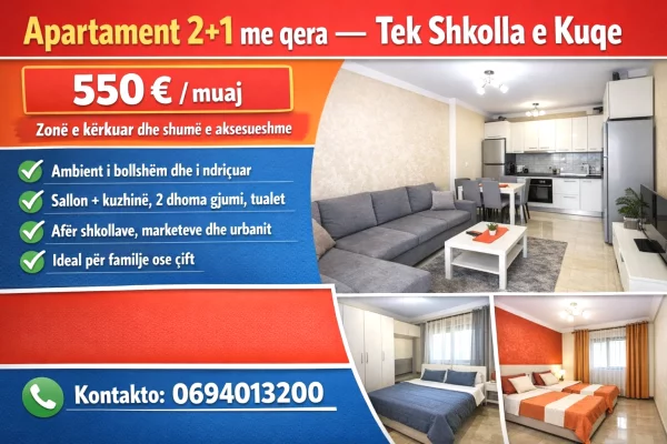 House for Rent 2+1 in Tirana - 550 Euro
