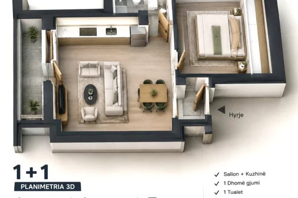 Shtepi ne shitje Apartament ne Tirane, 1+1, Mobilimi Bosh, pa mobiluar, Pagesa 11,000,000  Leke.