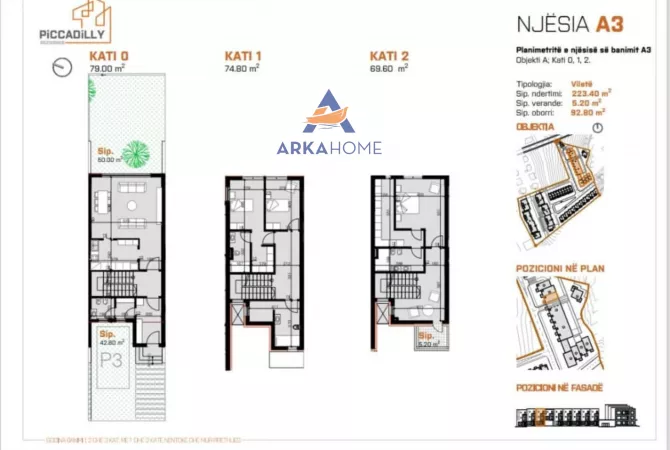 SHITET VILË DYKATËSHE 223.40M2 "TE PICCADILLY RESIDENCE" 560.960 EURO