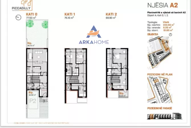 SHITET VILE DYKATESHE 225.50M2 "TE PICCADILLY RESIDENCE" 558.540 EURO.
