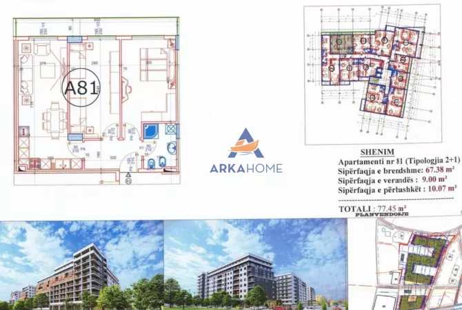 SHITET APARTAMENT 2+1+VERANDE, NE 