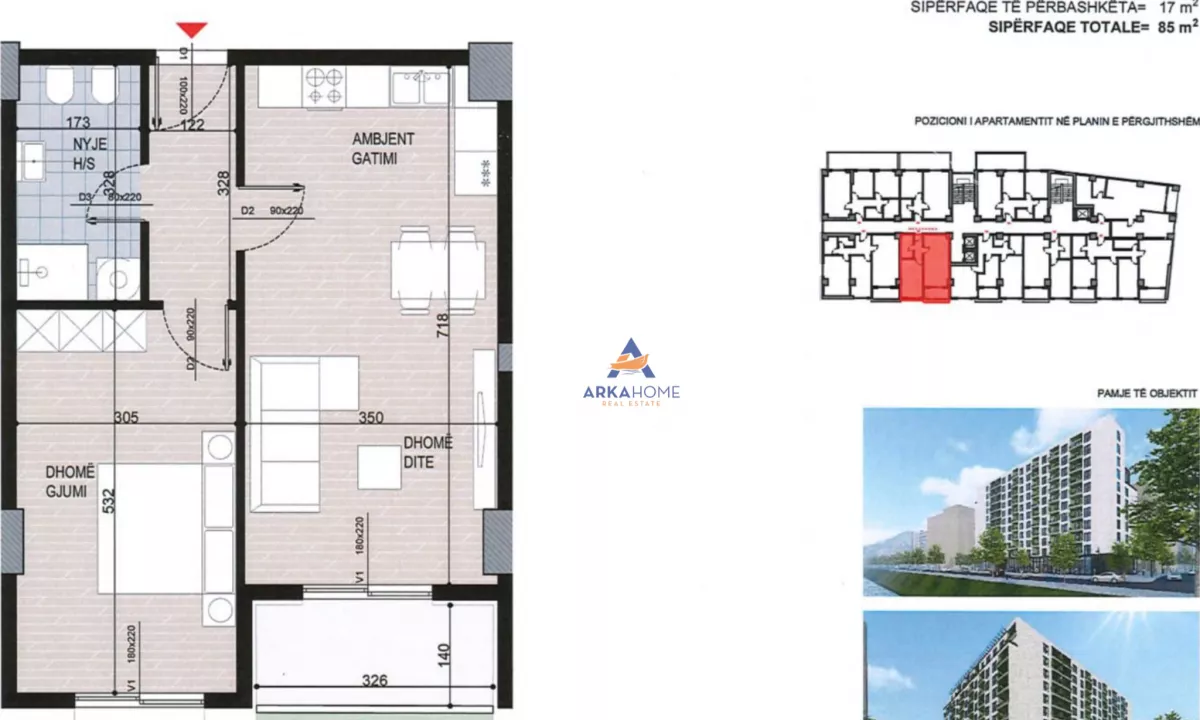 Apartment for sale in Tirana 1+1, Emty