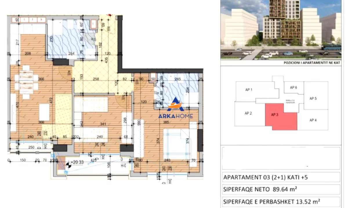 Shtepi ne shitje Apartament ne Tirane, 2+1, Mobilimi Bosh, pa mobiluar, Pagesa 185,688  Euro.