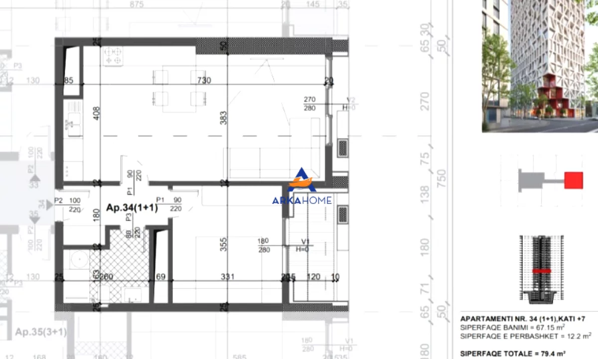Appartamento in vendita a Tirana 1+1, Vuoto