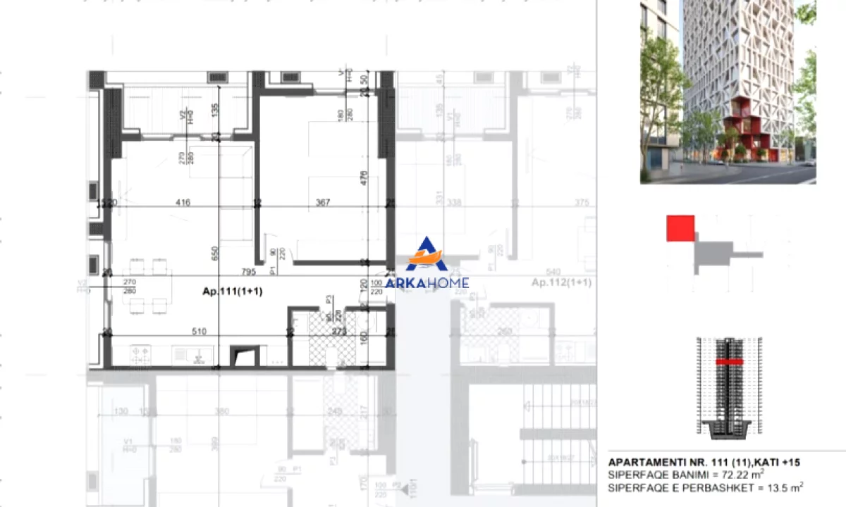 Appartamento in vendita a Tirana 1+1, Vuoto
