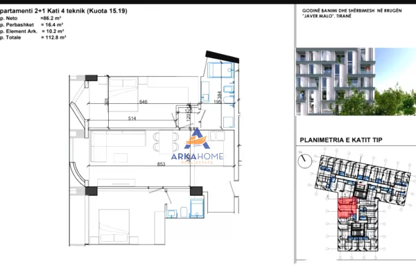 Casa in vendita 2+1 a Tirana - 225,600 Euro