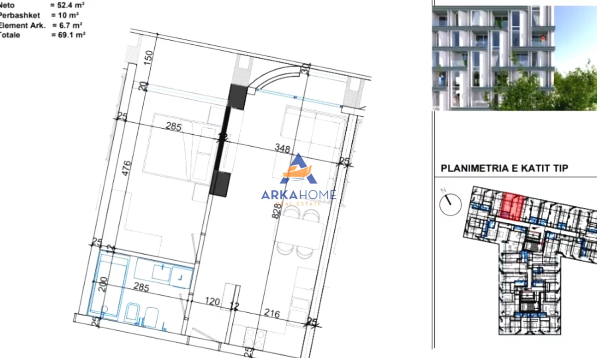 Appartamento in vendita a Tirana 1+1, Vuoto