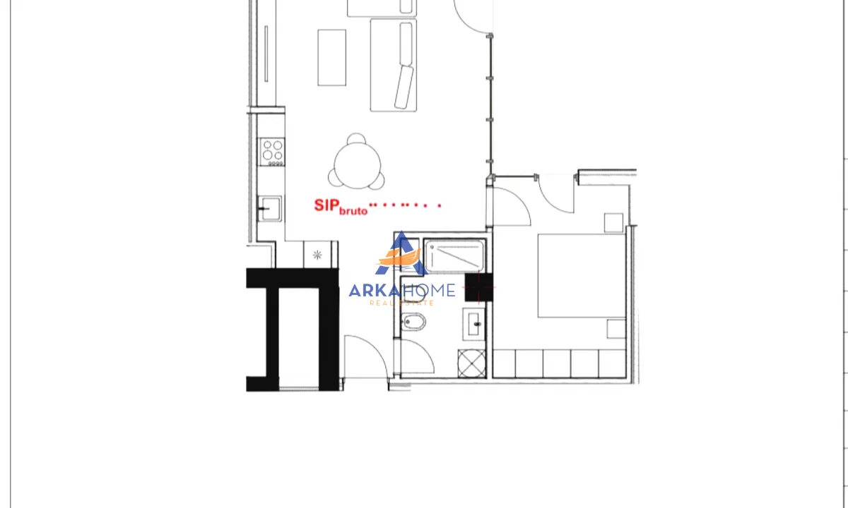 Appartamento in vendita a Tirana 1+1, Vuoto
