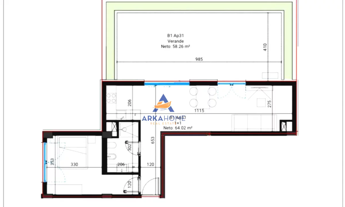 Shtepi ne shitje Apartament ne Vlore, 1+1, Mobilimi Bosh, pa mobiluar, Pagesa 441,540  Euro.
