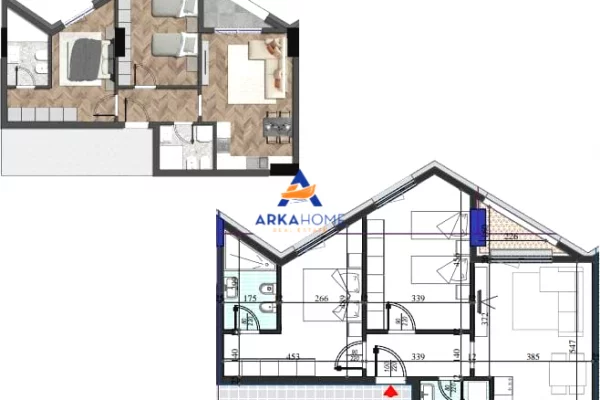 Shtepi ne shitje Apartament ne Tirane, 2+1, Mobilimi Bosh, pa mobiluar, Pagesa 175,140  Euro.