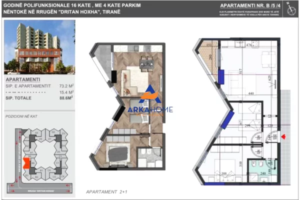 Appartamento in vendita a Tirana 2+1, Arredato