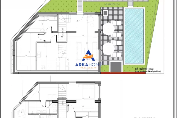 Shtepi ne shitje Duplex(shtepi me 2 kate) ne Tirane, 4+1, Mobilimi Bosh, pa mobiluar, Pagesa 615,000  Euro.