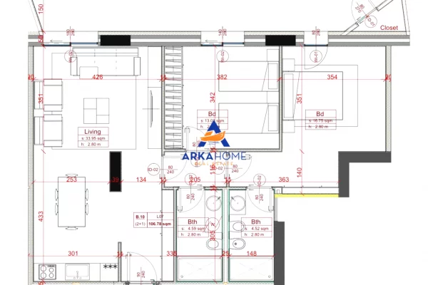 Ambient biznesi me qera 3+1 ne Tirane - 1,500 Euro