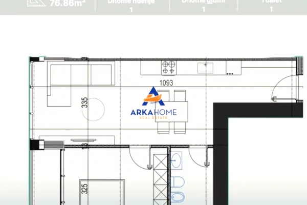 Shtepi ne shitje Apartament ne Tirane, 1+1, Mobilimi Bosh, pa mobiluar, Pagesa 115,200  Euro.