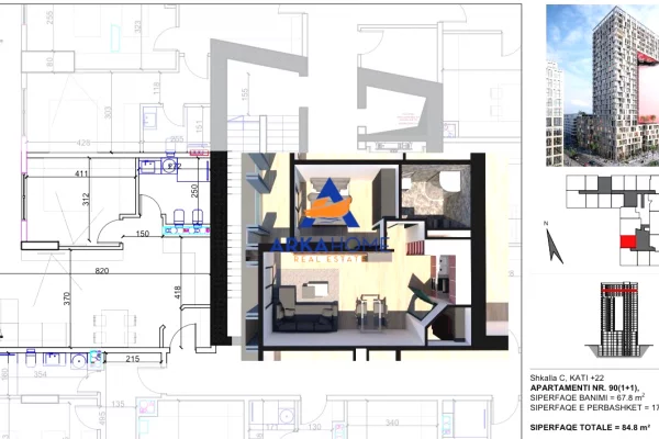 Shtepi ne shitje Apartament ne Tirane, 1+1, Mobilimi Bosh, pa mobiluar, Pagesa 207,220  Euro.