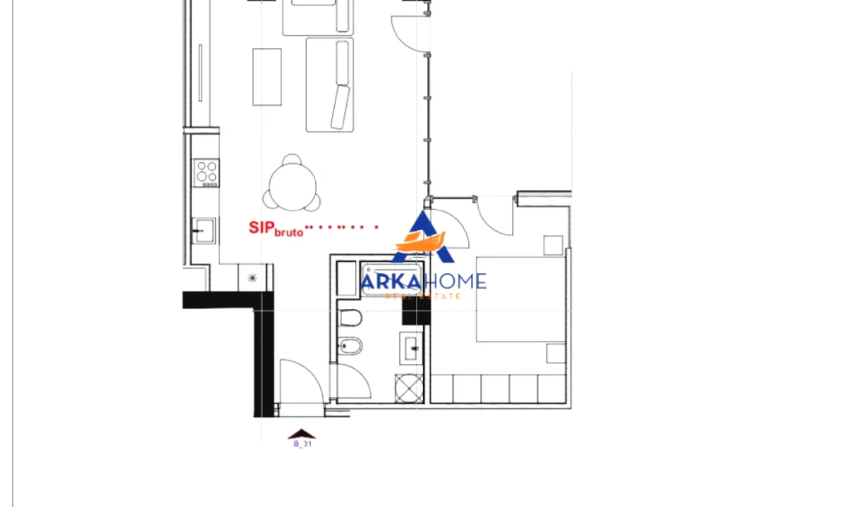 Shtepi ne shitje Apartament ne Tirane, 1+1, Mobilimi Bosh, pa mobiluar, Pagesa 92,400  Euro.