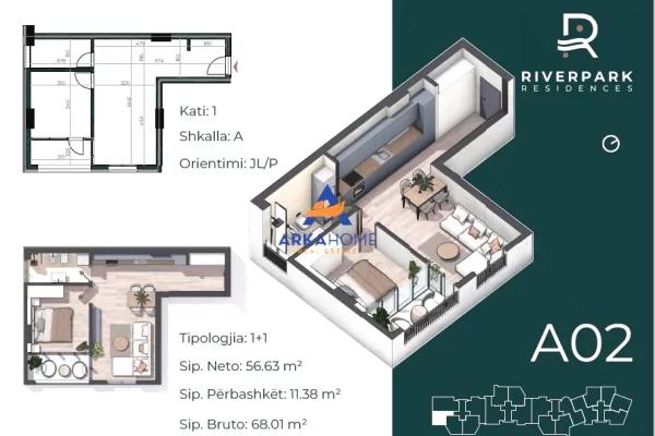 SHITET APARTAMENT 1+1 "KOMPLEKSI RIVER PARK" CMIMI I DISKUTUESHEM