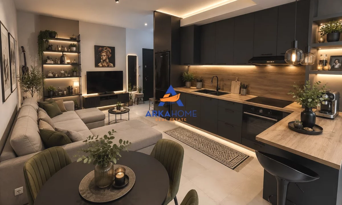 Shtepi ne shitje Apartament ne Tirane, 1+1, Mobilimi E mobiluar, Pagesa 105,000  Euro.