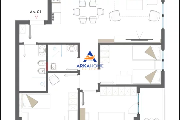 Shtepi ne shitje Apartament ne Tirane, 3+1, Mobilimi Bosh, pa mobiluar, Pagesa 158,500  Euro.