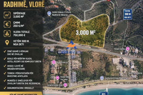 Land for Sale in Vlora - 750,000 Euro