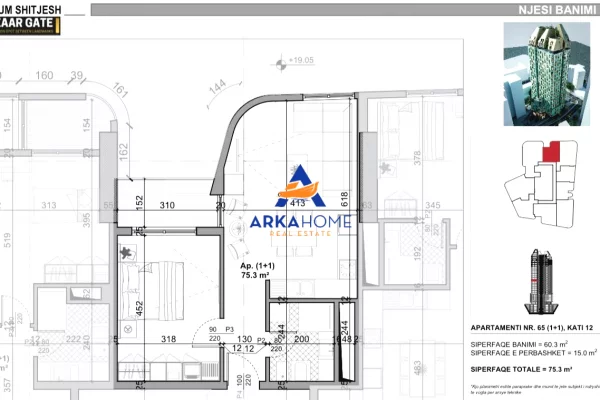Shtepi ne shitje Apartament ne Tirane, 1+1, Mobilimi Bosh, pa mobiluar, Pagesa 256,020  Euro.